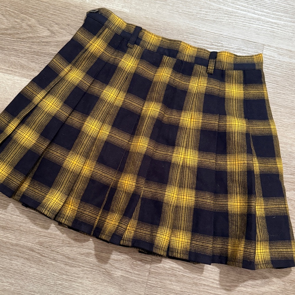 Plaid Yellow and Black Women's Skirt